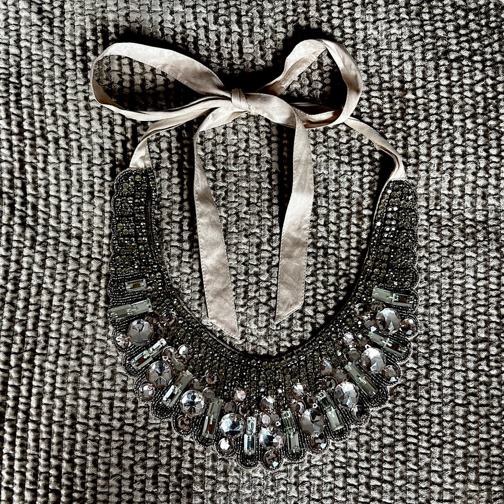 Haute Hippie Crystal Necklace with ribbon